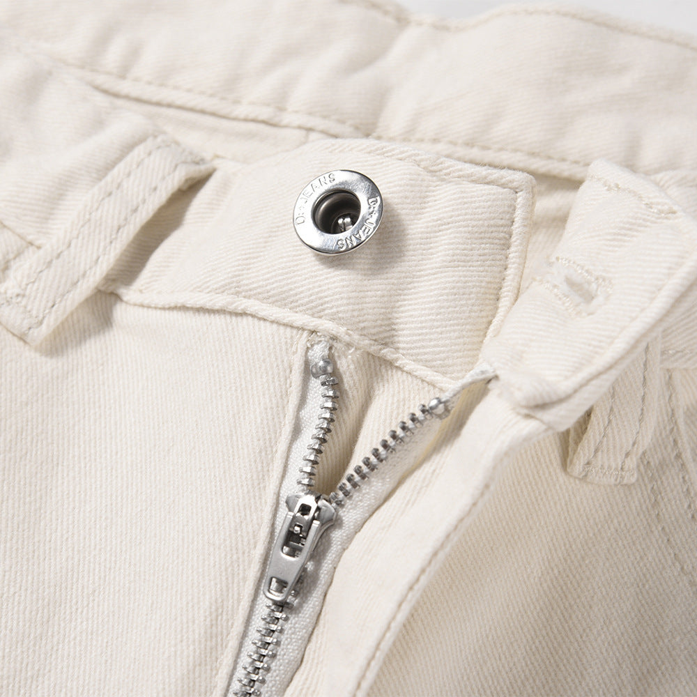 Solid Color Slightly Flared Jeans Men