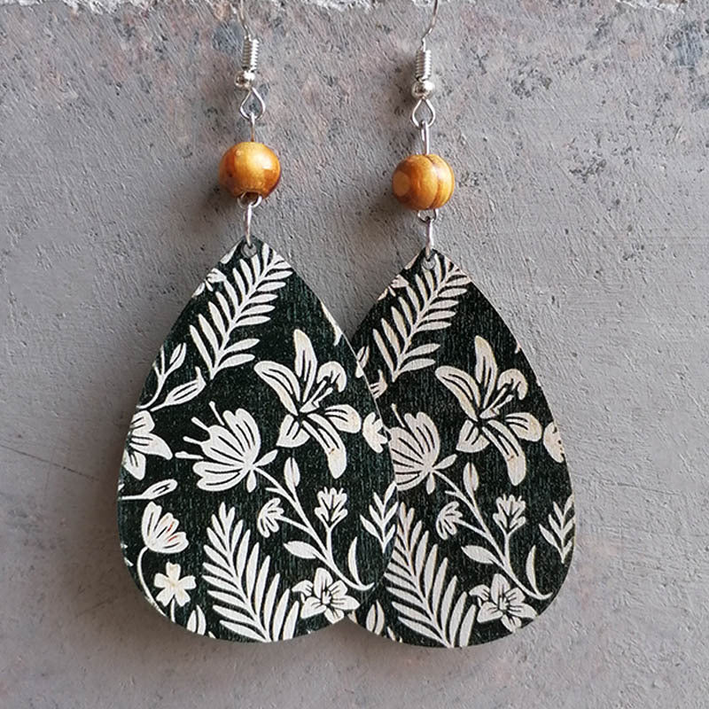 Vintage Ethnic Boho Drop Earrings Floral