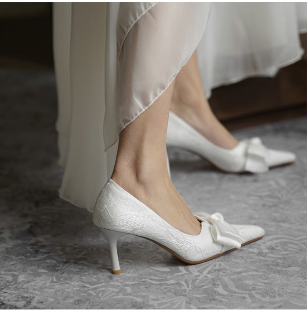 Women's High Heels Bow Wedding Stiletto Shoes