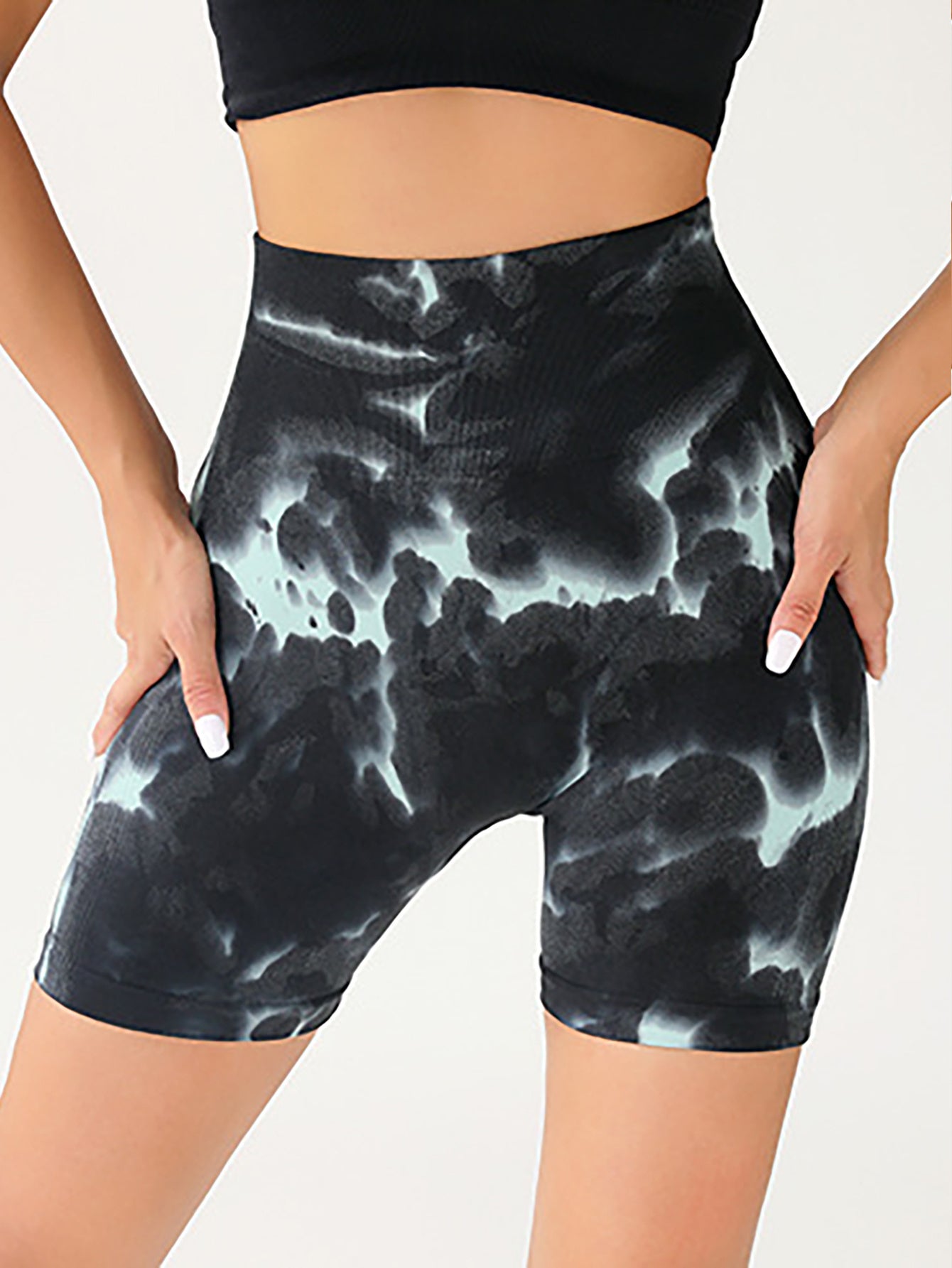 2 Pack Booty Shorts GYM ShortsTie Dye Yoga Shorts, Women High Waist Workout Shorts Seamless Yoga Sports Gym Tie Dye Shorts
