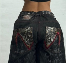 Design Sense American Retro Worn Looking Washed-out Jeans Fashion Brand Youth Wide Leg