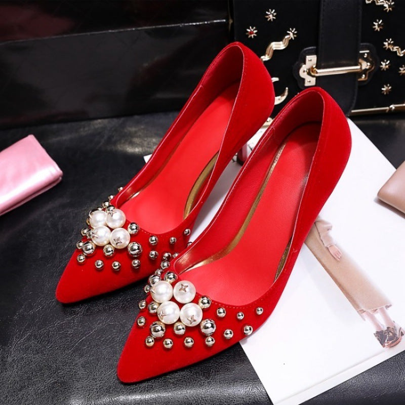 High heeled wedding shoes