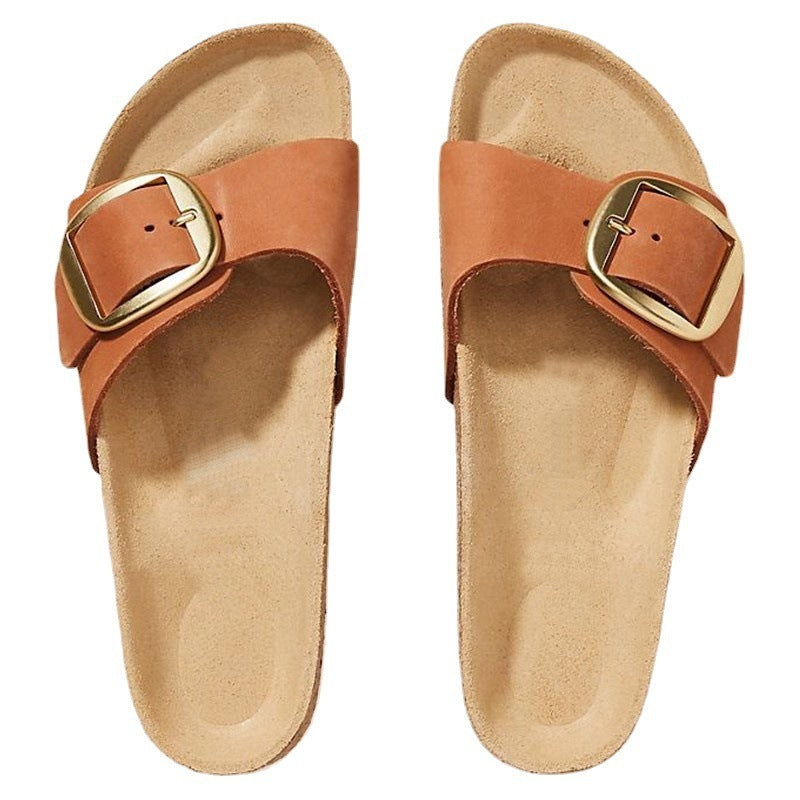 Cross-border Flat-bottomed Slip-toe Slipper Women's European And American Cool