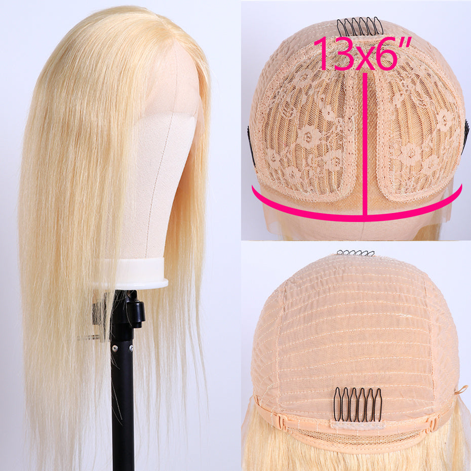 Mid-Section Blond Long Straight Hair, Chemical Fiber Wig