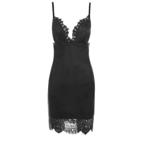 Leather dress with dew back and lace