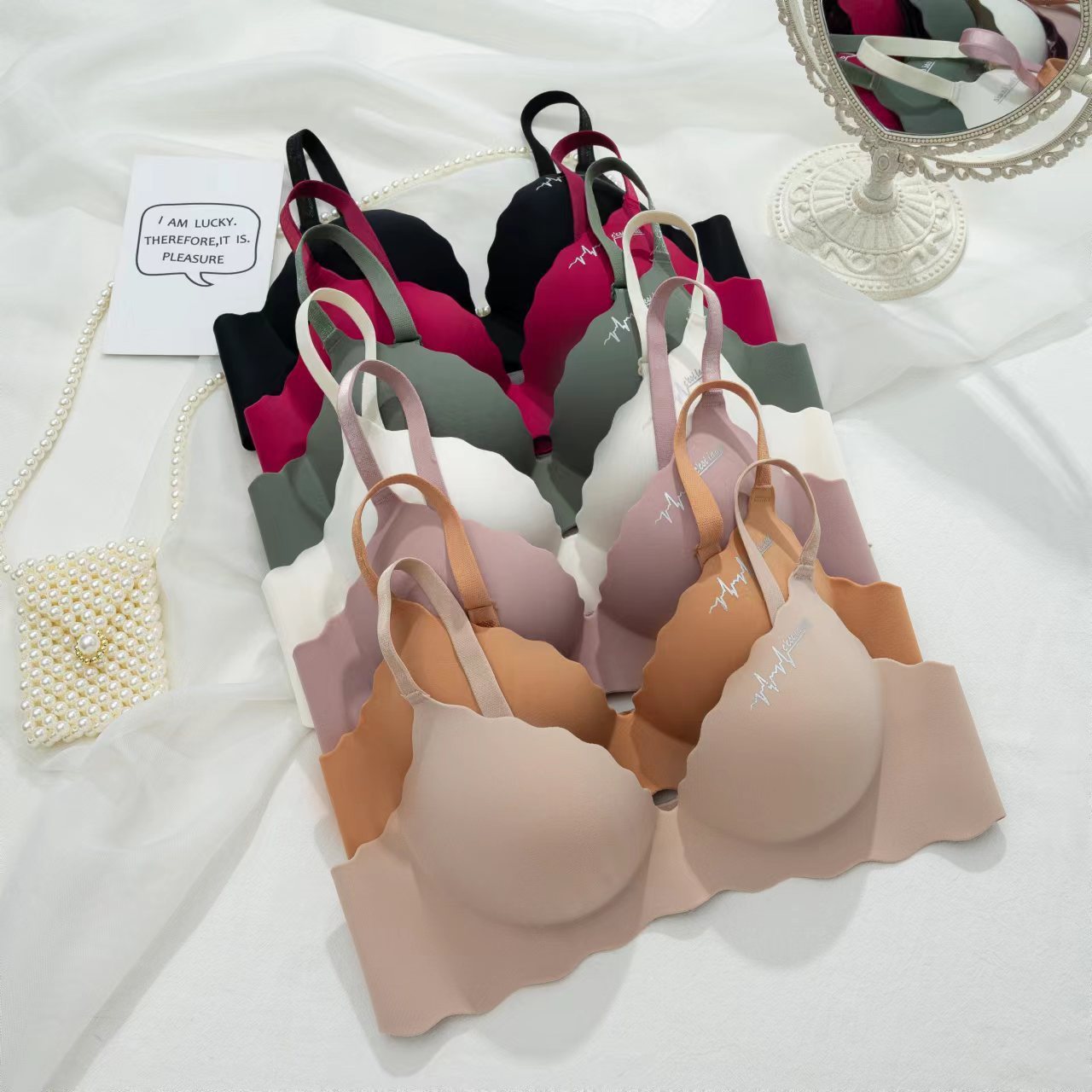 British Letters Girl's Underwear Non-steel Ring Adjustable Gathered Without Trace Bra