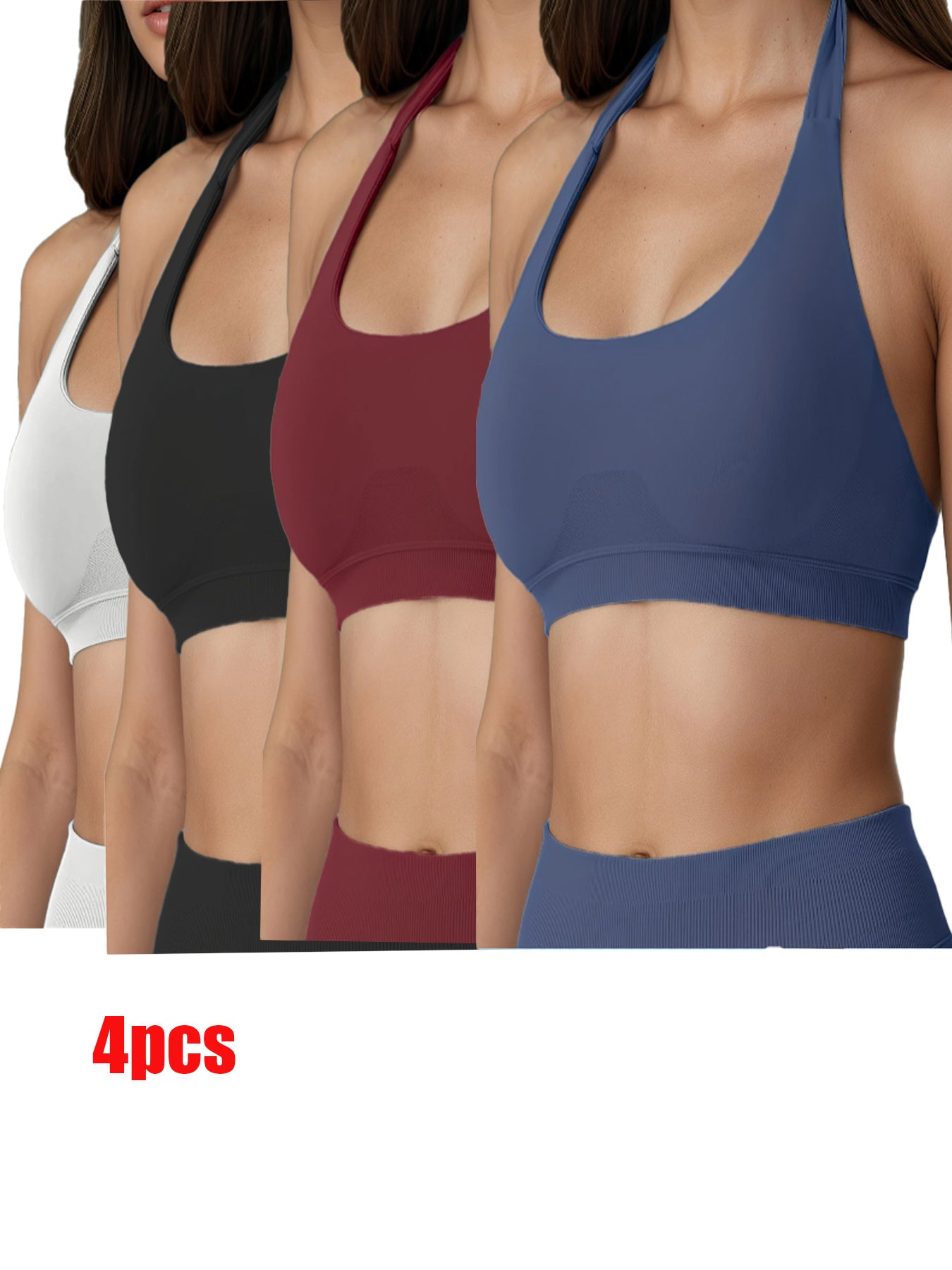 4-Pack High-Impact Sports Bras - Shockproof Quick-Dry
