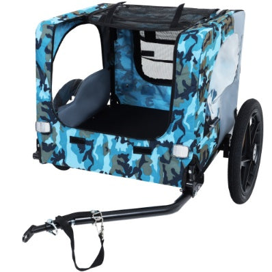 Utdoor Heavy Duty Collapsible Pet Bike Trailer With 16-Inch All Terrain Wheels & Universal Hitch Foldable Dog Cargo Carrier Cart For Bicycles