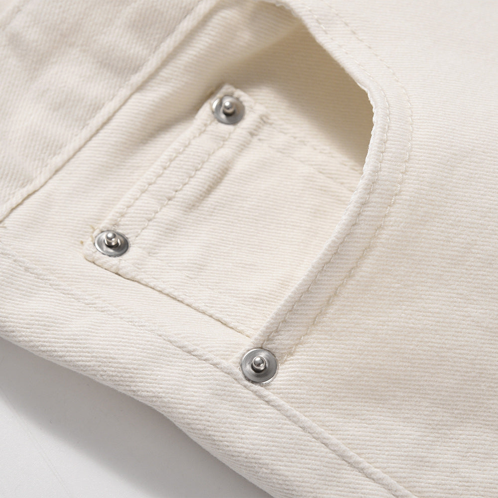 Solid Color Slightly Flared Jeans Men