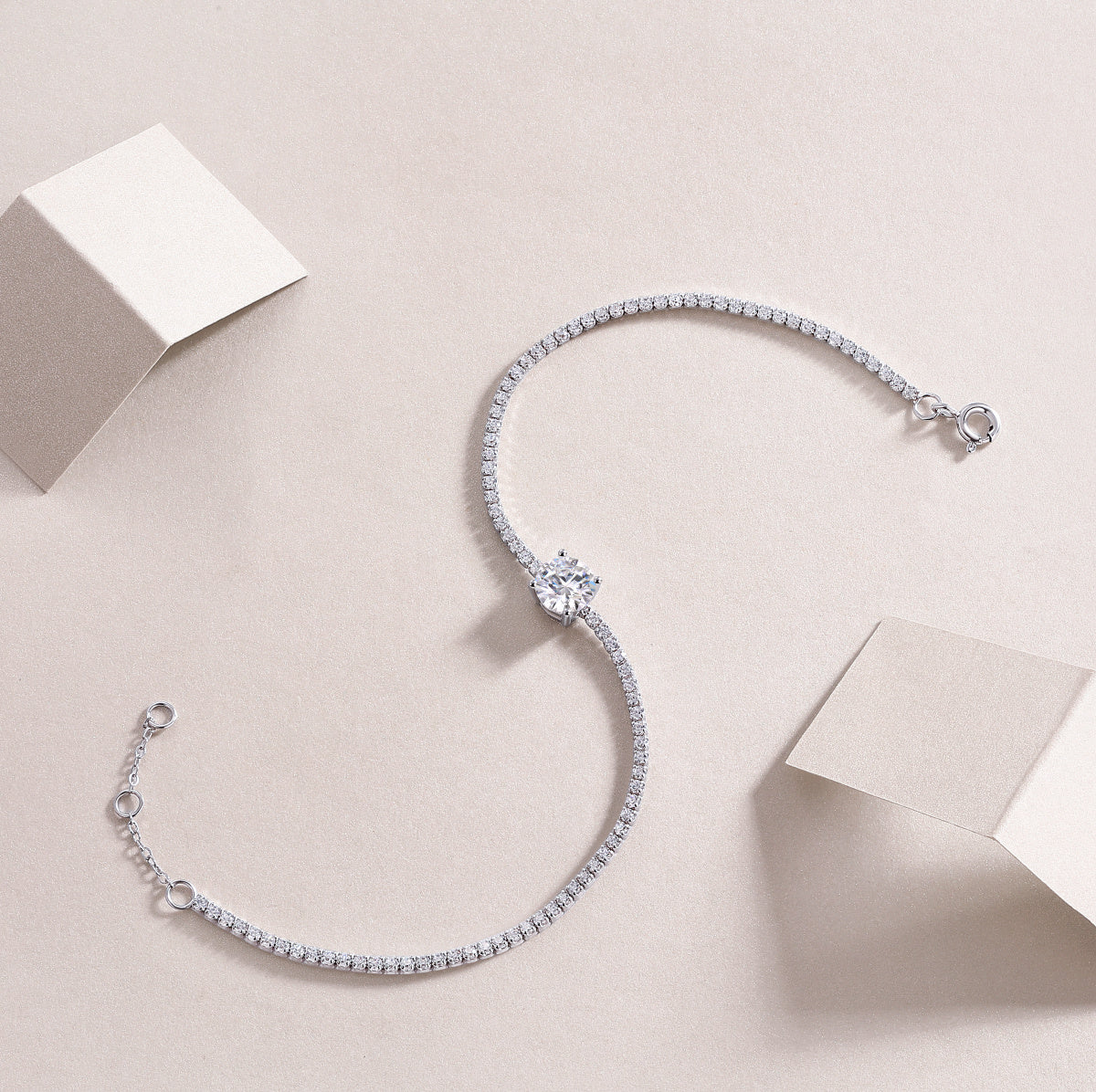 Dawn Luxury Fashion Mossan Diamond S925 Silver Bracelet
