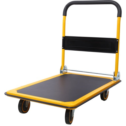 Foldable Platform Truck Push Dolly 330 Lb. Weight Capacity Black And Yellow