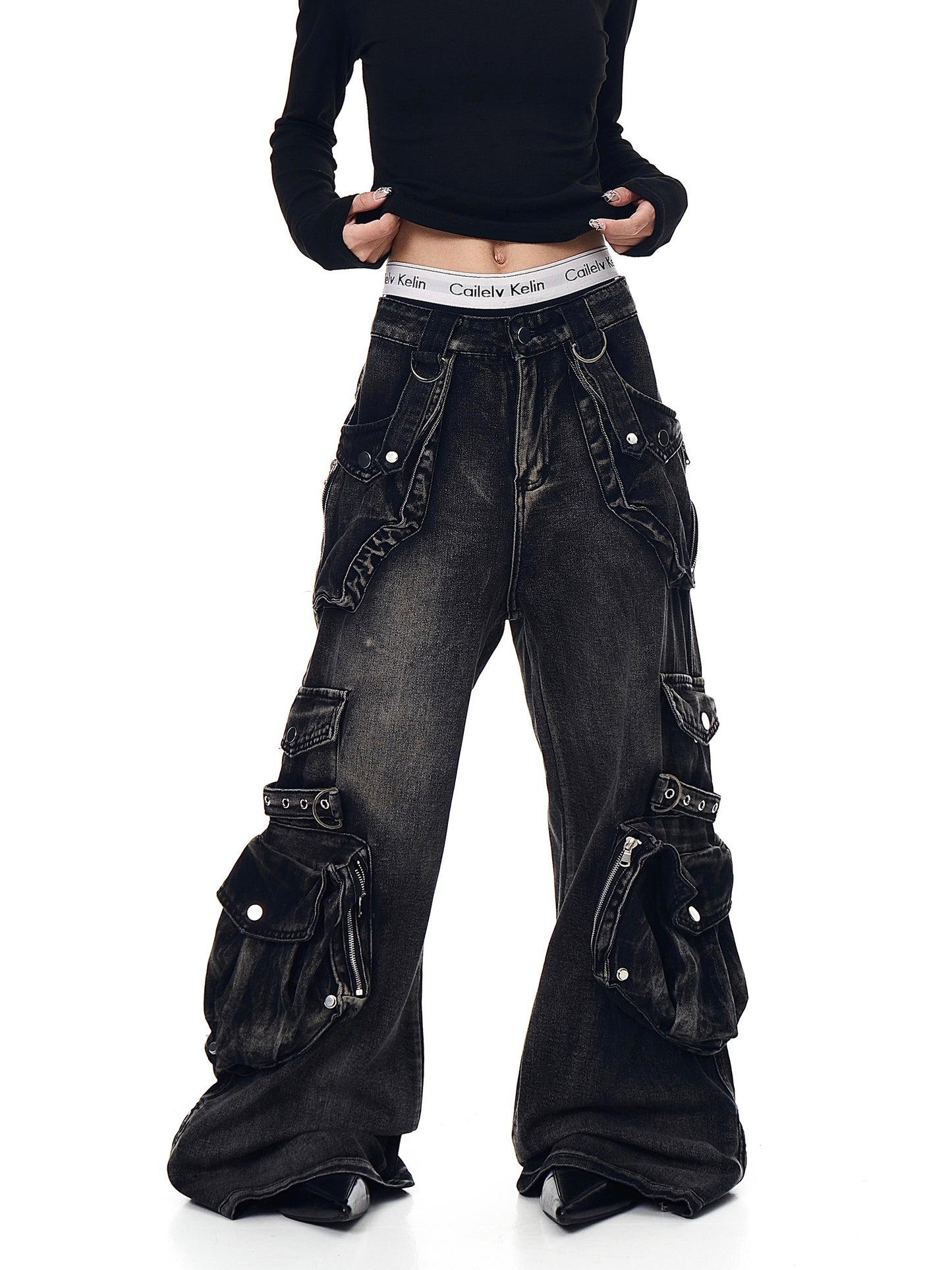 Retro Heavy Industry Multi-pocket Workwear Jeans