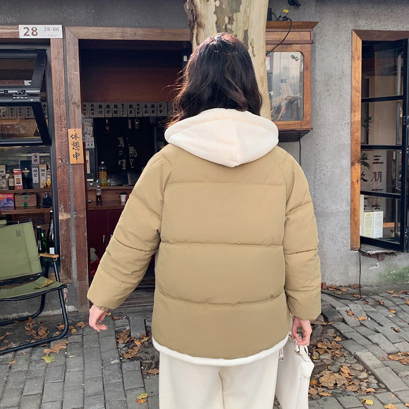 Contrast Color Thick Warm Korean Casual Cotton-padded Jacket