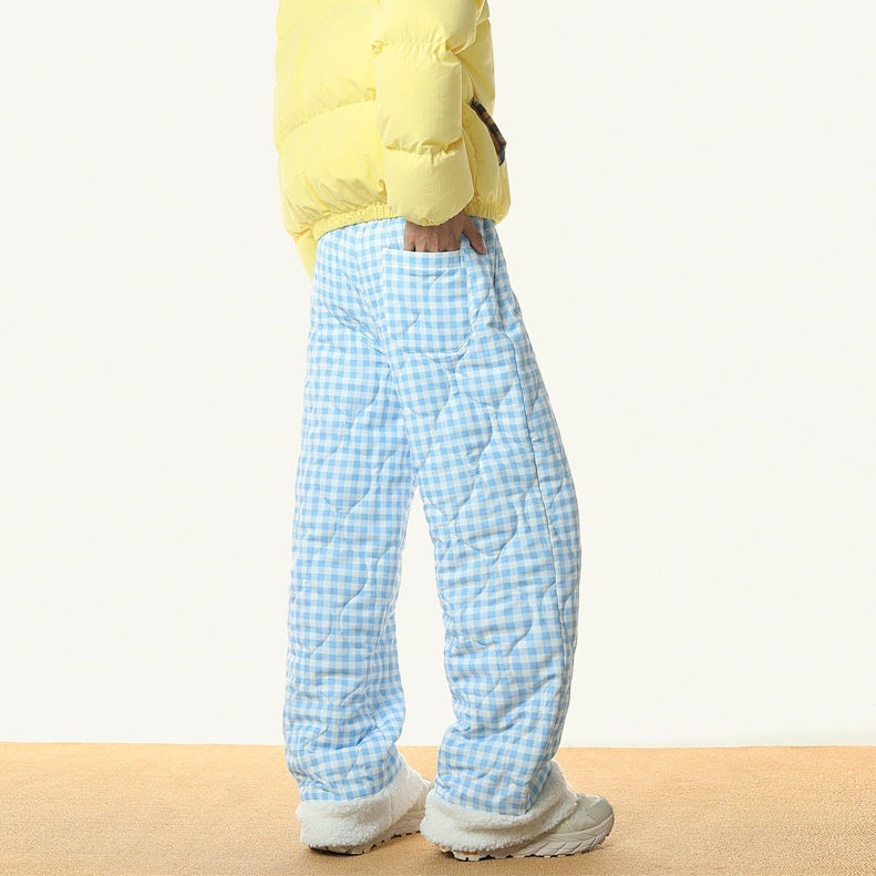 Winter New Casual Plus Size Thick Checks Cotton Pants For Women