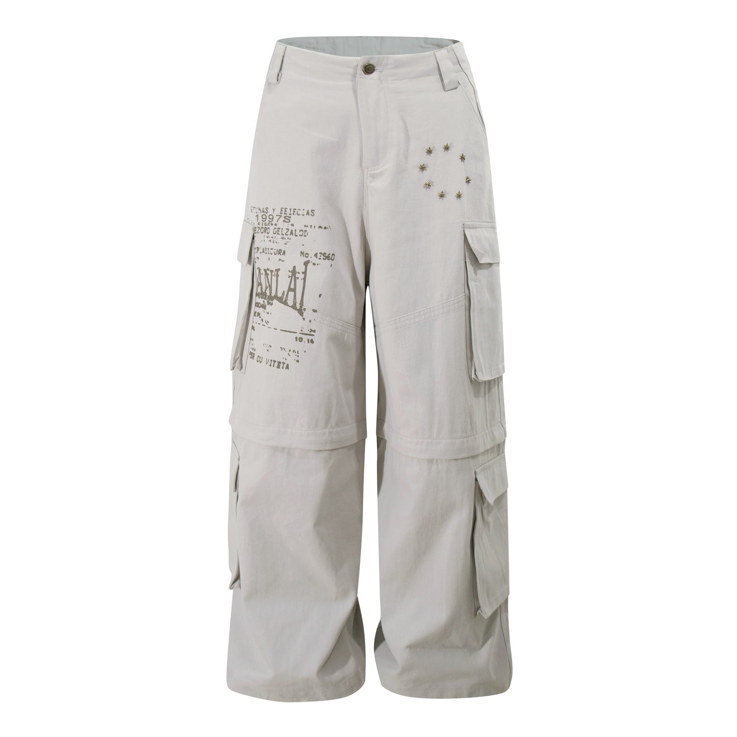 Removable Multi-pocket Cargo Pants Loose Wide-leg Pants