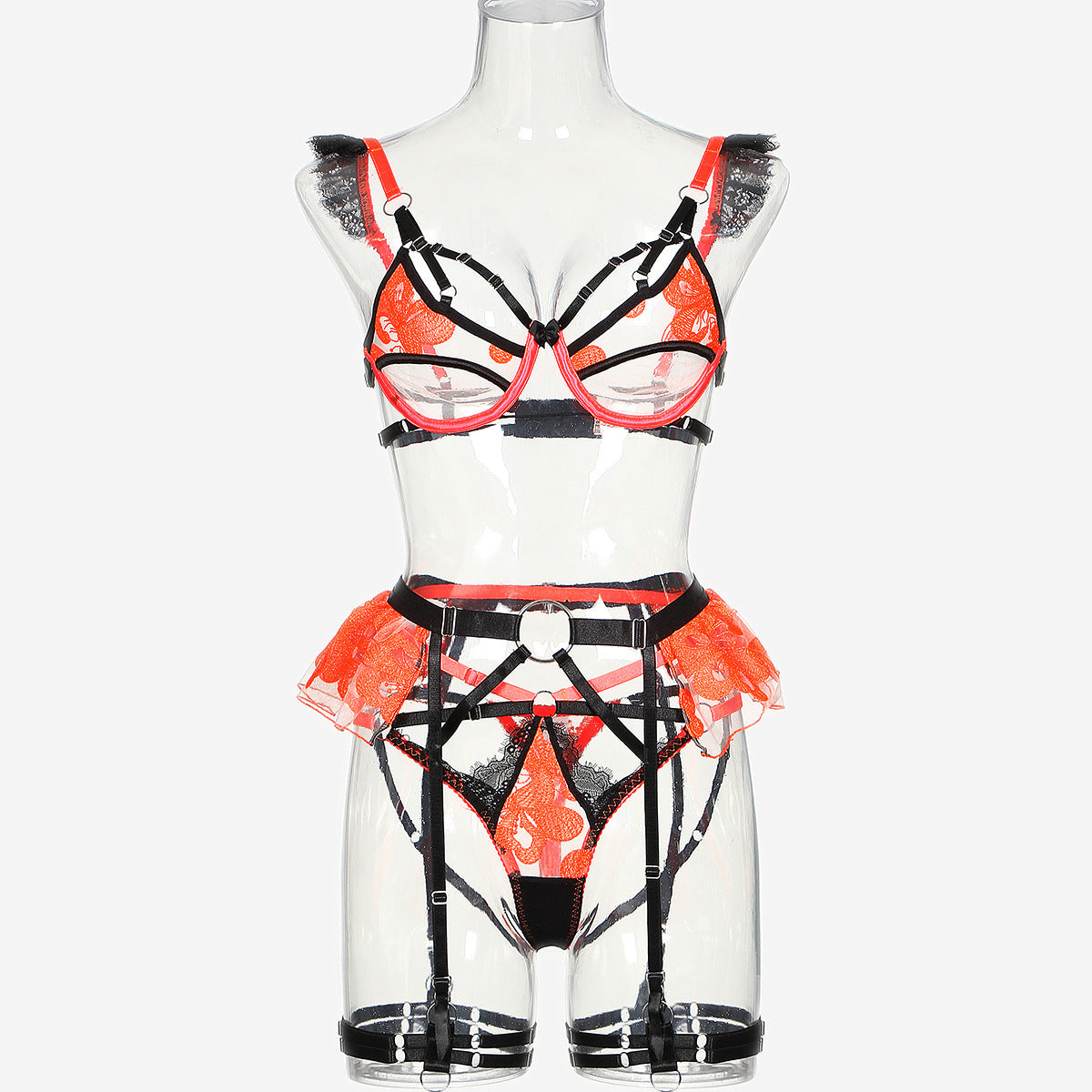 Summer Women's Hollow Embroidery Bra Set