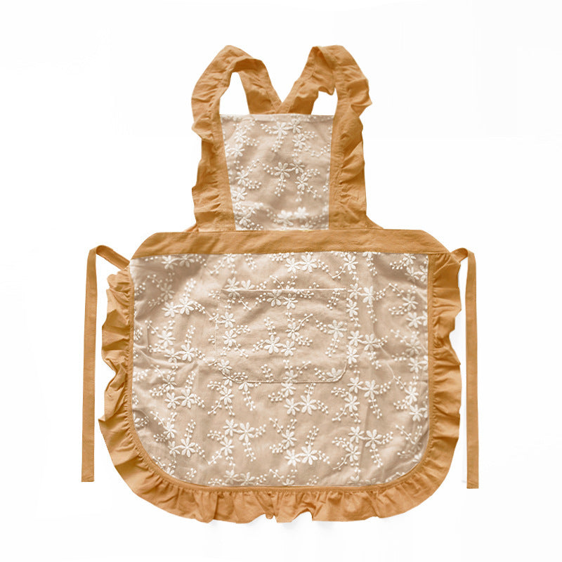 Kitchen Household Minimalist Cotton Linen Lace X Strap Apron