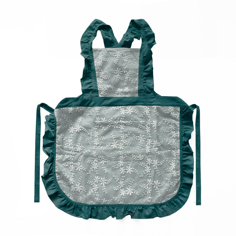 Kitchen Household Minimalist Cotton Linen Lace X Strap Apron