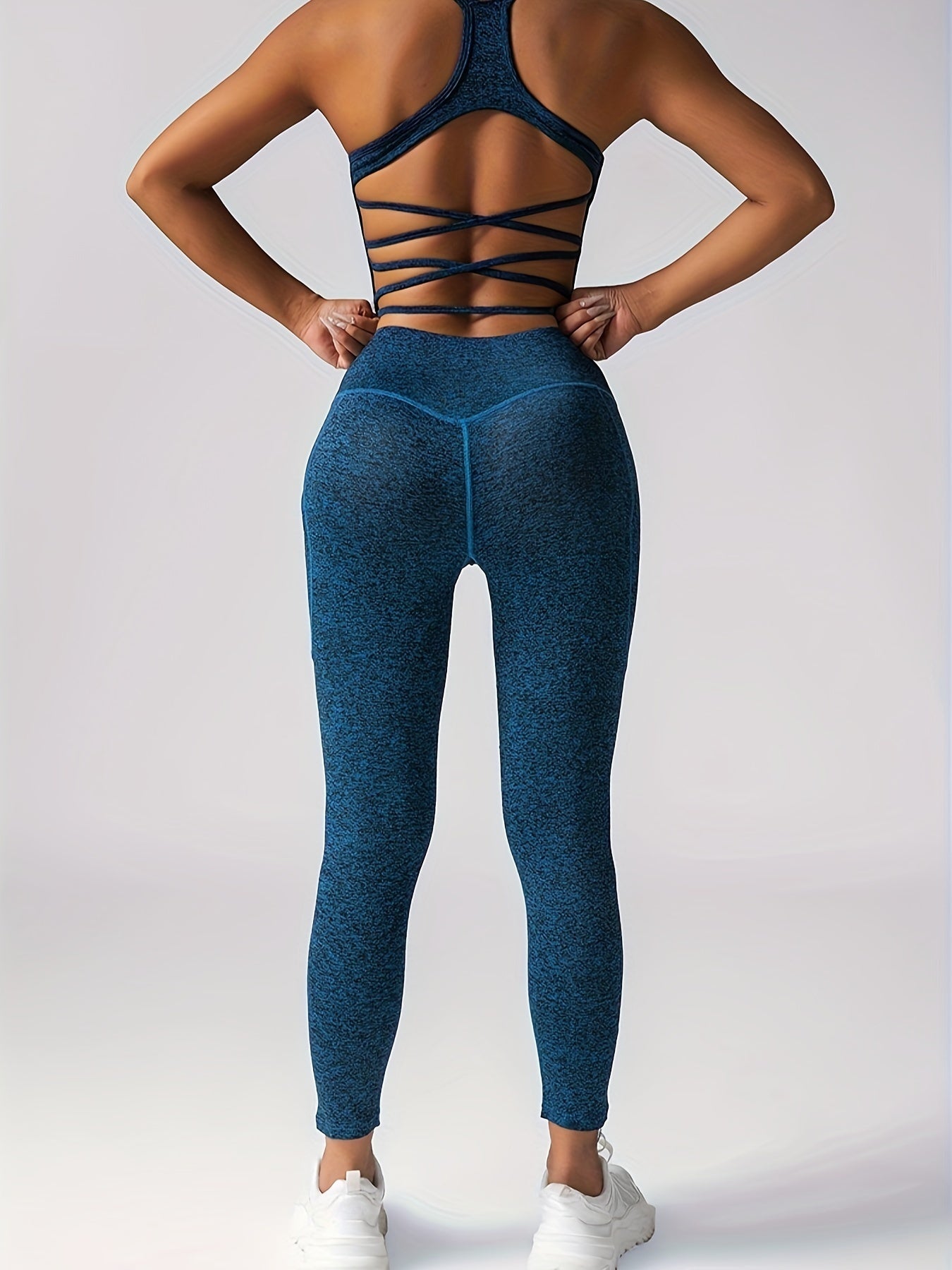 Women's Yoga Fitness Sports Pocket Set, 2 Piece Workout Set For Women Outfit Gym High Waist Leggings With Sport Bra