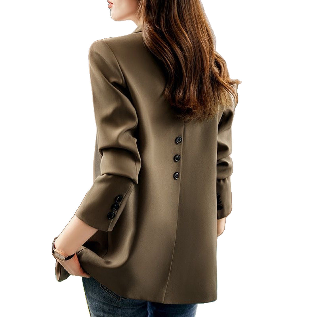 Split Casual Mid-length Small Tailored Suit Top Three-dimensional Pattern
