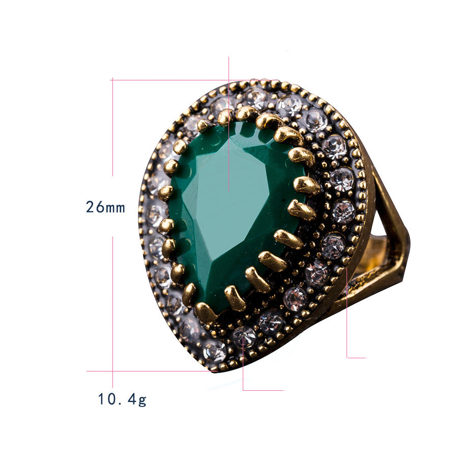Vintage Large Resin Ring Boho Style