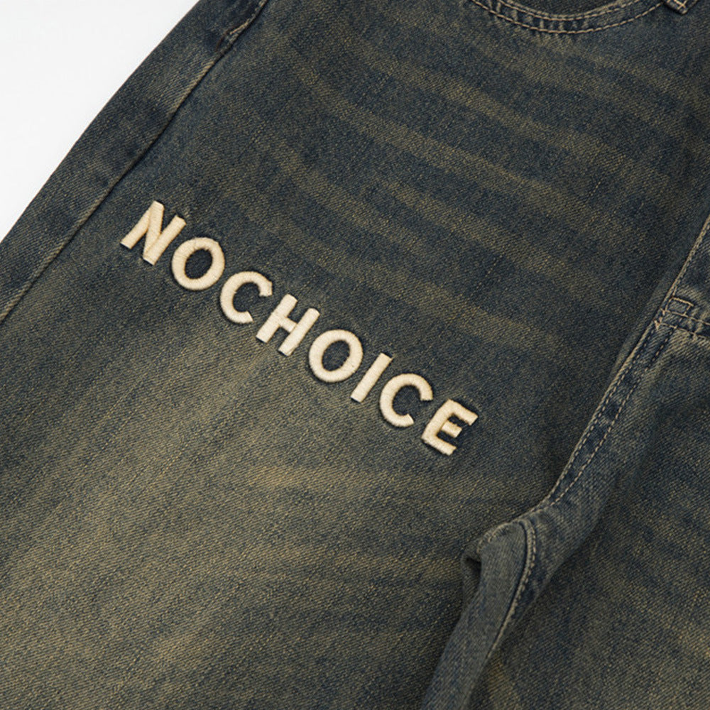 Retro Alphabet Embroidered Jeans For Men