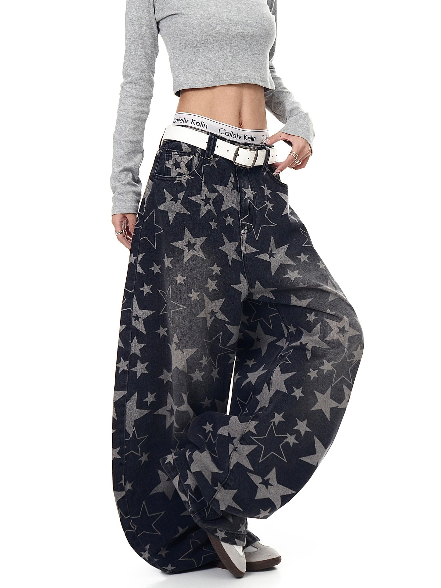 American Retro XINGX Full Printed Distressed Machete Jeans