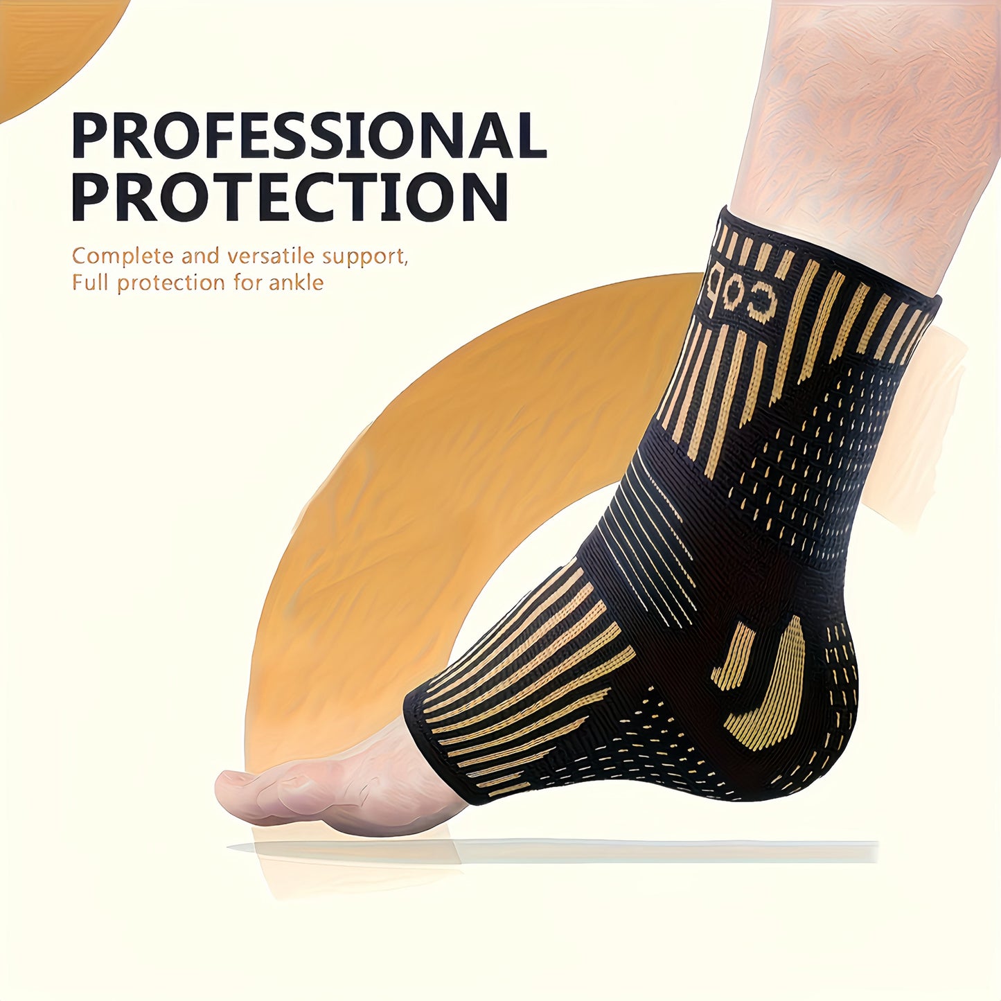 1 Pair Copper Ankle Support Sleeves Unisex Wicking With Arch Heel Stabilization Ideal For Basketball Tennis Running