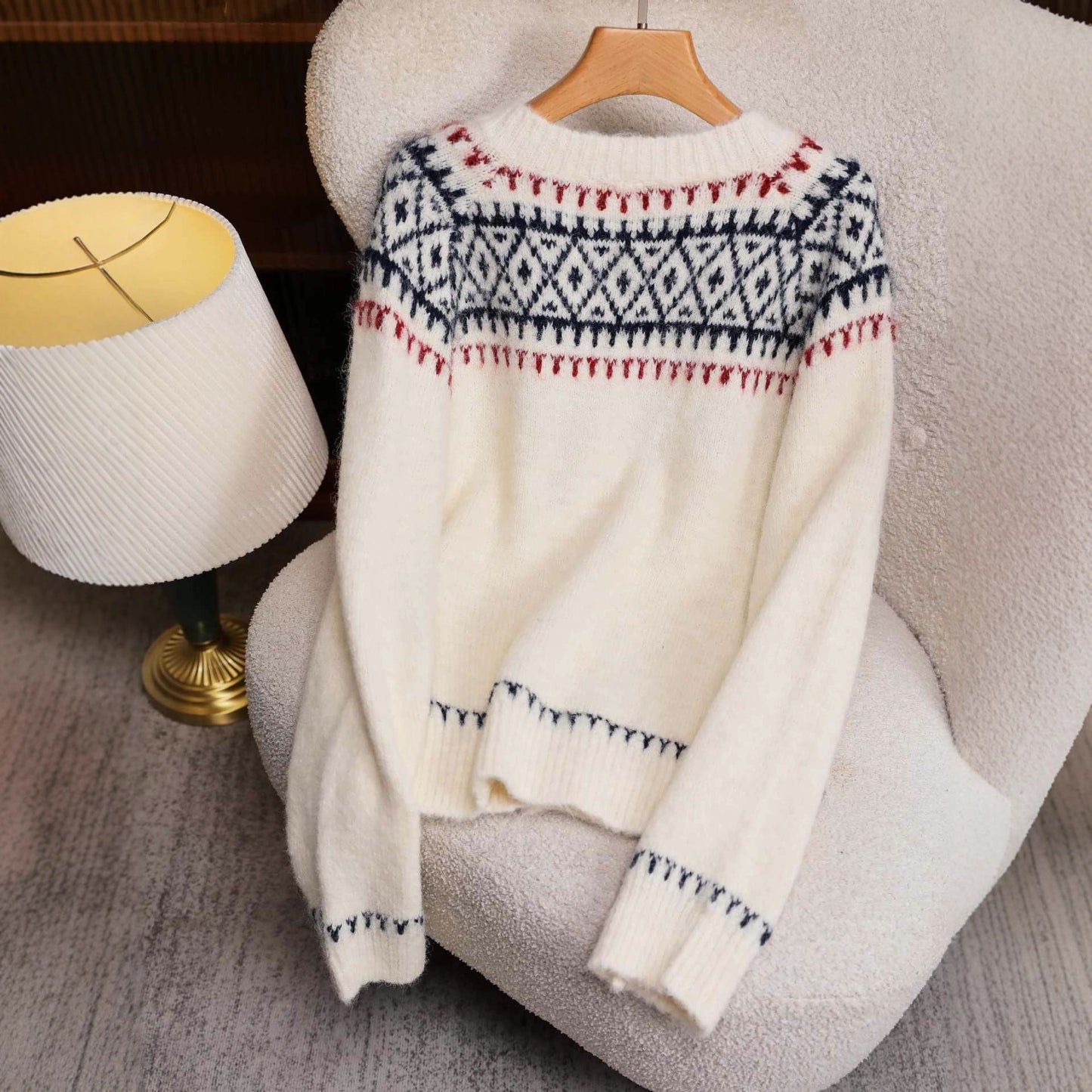 Women's Retro Fairisland Horn Button Christmas Sweater Cardigan