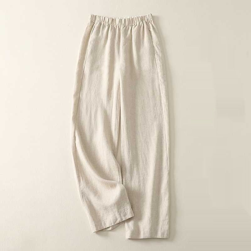 Cotton Linen Sickle Straight Retro Inner Edge Matchet Pants
