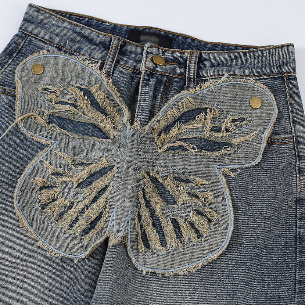 Butterfly Patch Decoration Jeans For Men