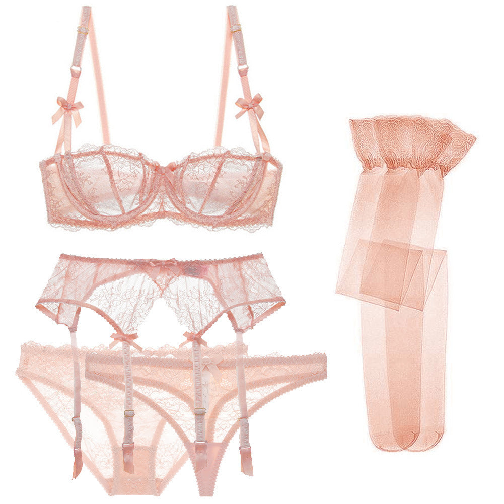 Women's Simple Half Cup Lace Bra Set