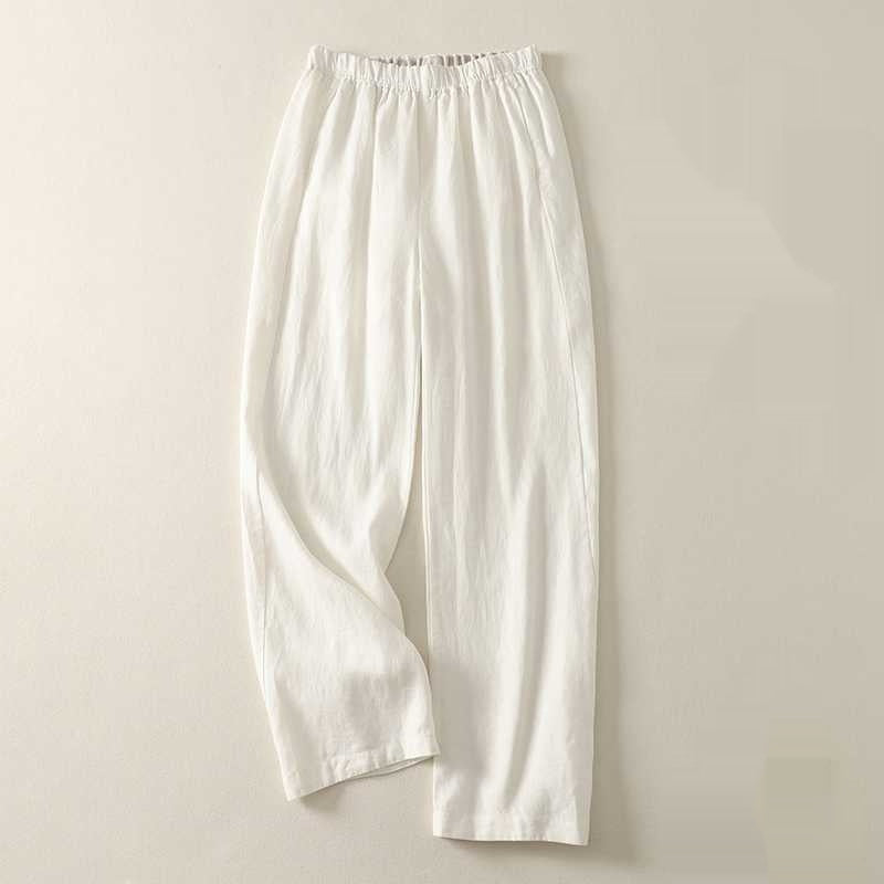 Cotton Linen Sickle Straight Retro Inner Edge Matchet Pants