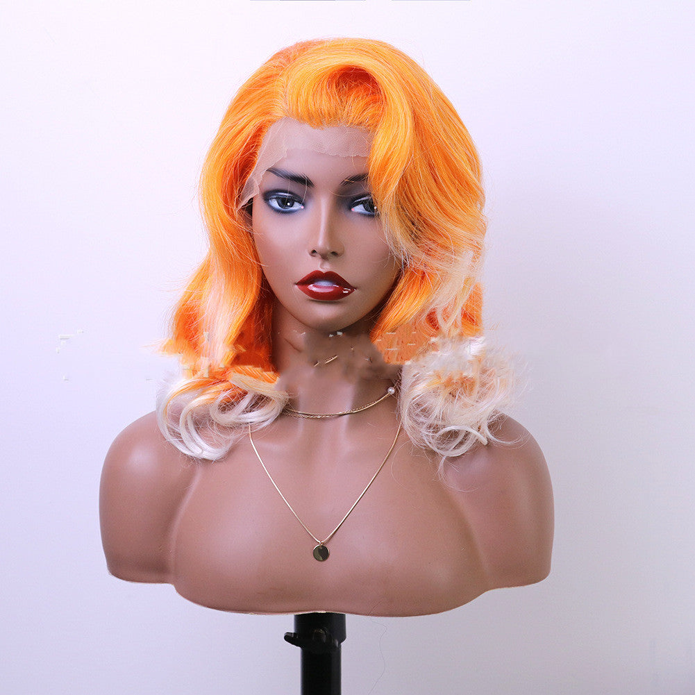 Fashion Chemical Fiber Orange White High Temperature Silk Lace Wig