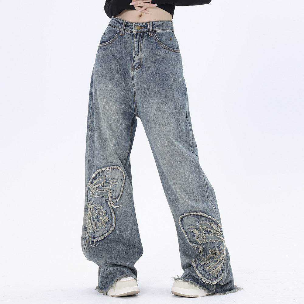 Butterfly Patch Decoration Jeans For Men