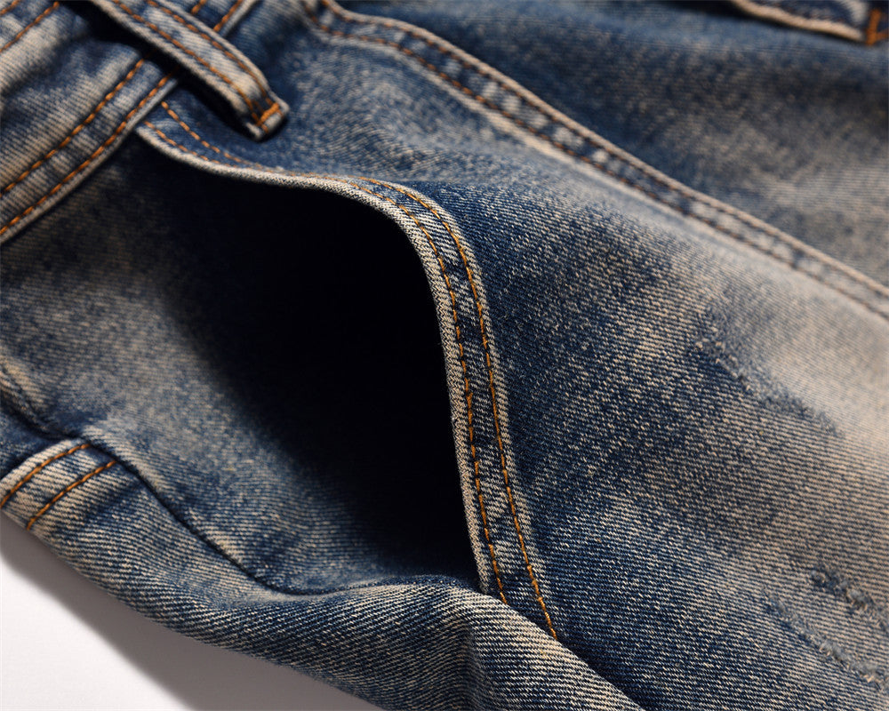 Fashion Personalized Washed Worn Jeans Men
