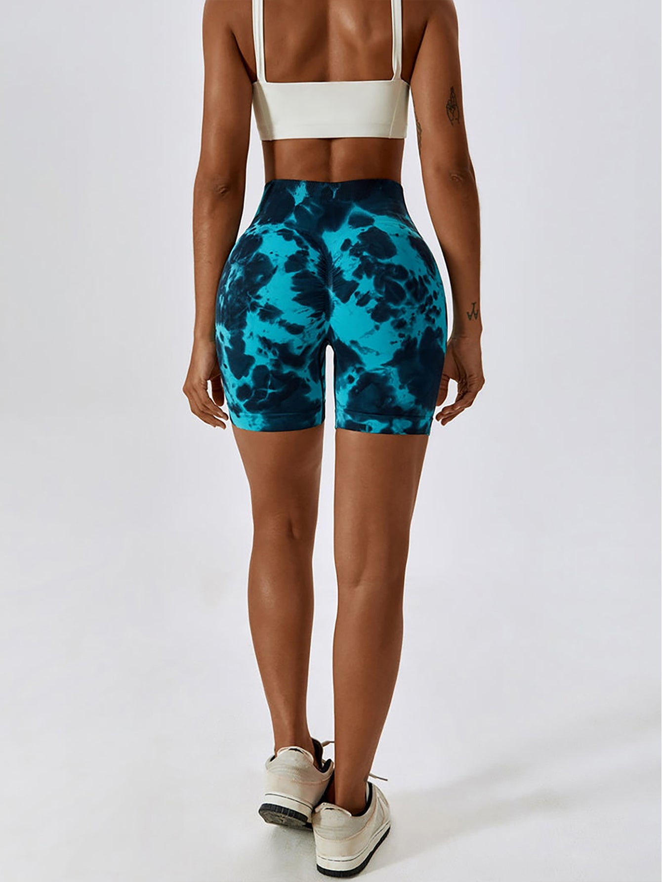 2 Pack Booty Shorts GYM ShortsTie Dye Yoga Shorts, Women High Waist Workout Shorts Seamless Yoga Sports Gym Tie Dye Shorts
