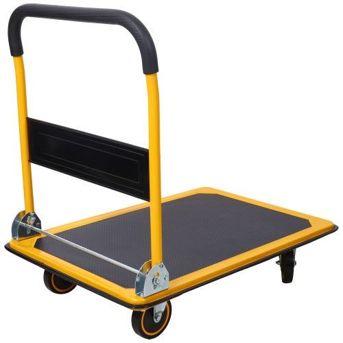 Foldable Platform Truck Push Dolly 330 Lb. Weight Capacity Black And Yellow