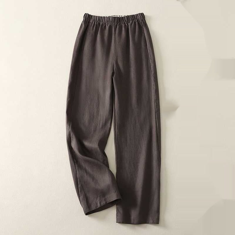 Cotton Linen Sickle Straight Retro Inner Edge Matchet Pants