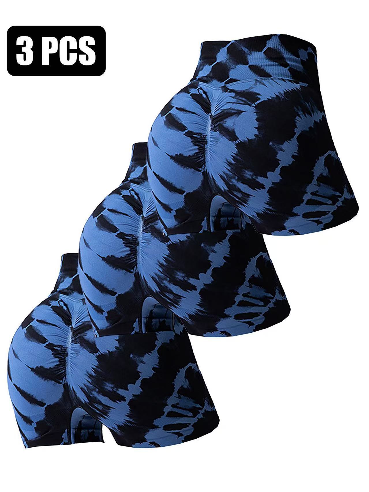 3 Pack Push Up Seamless Running Yoga Top For Women Sportswear Women's Workout Gym Shorts Booty V Cross Spandex Yoga Biker Shorts Scrunch Butt High Waisted Athletic Leggings