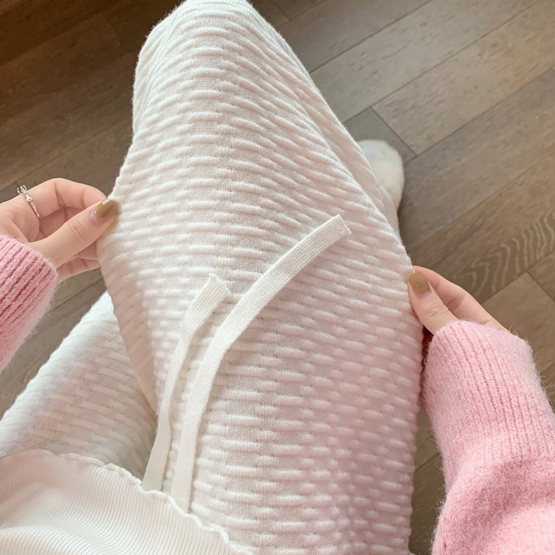 Elastic Waist Pajamas Woollen Trousers Women