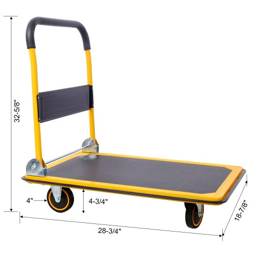 Foldable Platform Truck Push Dolly 330 Lb. Weight Capacity Black And Yellow