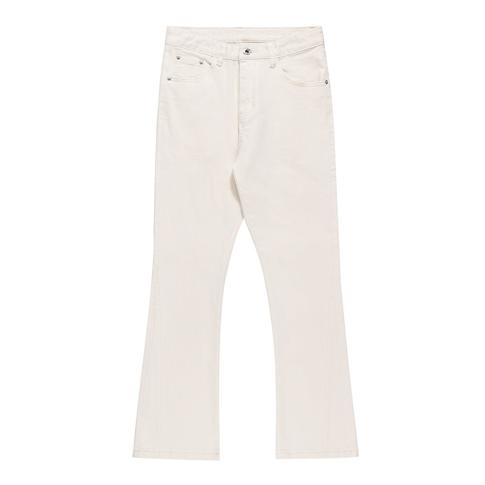 Solid Color Slightly Flared Jeans Men