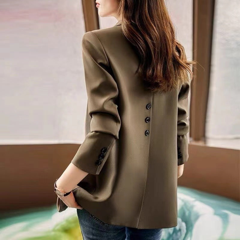 Split Casual Mid-length Small Tailored Suit Top Three-dimensional Pattern