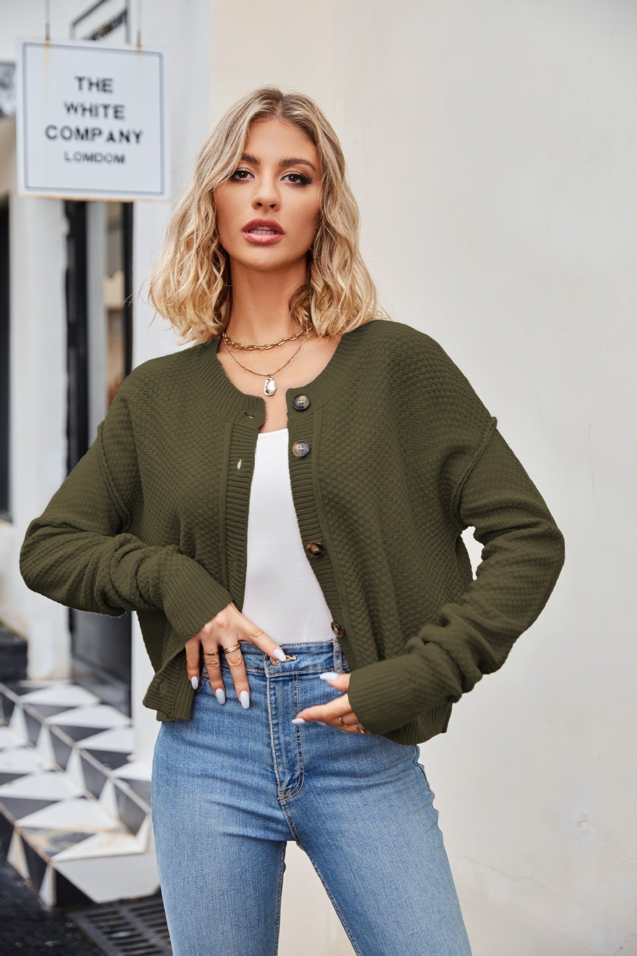 Knitted Cardigans Tops For Women Autumn And Winter Single Button Commuter Knitted Cardigan Jacket