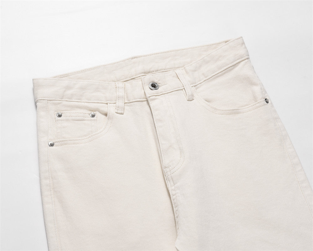 Solid Color Slightly Flared Jeans Men
