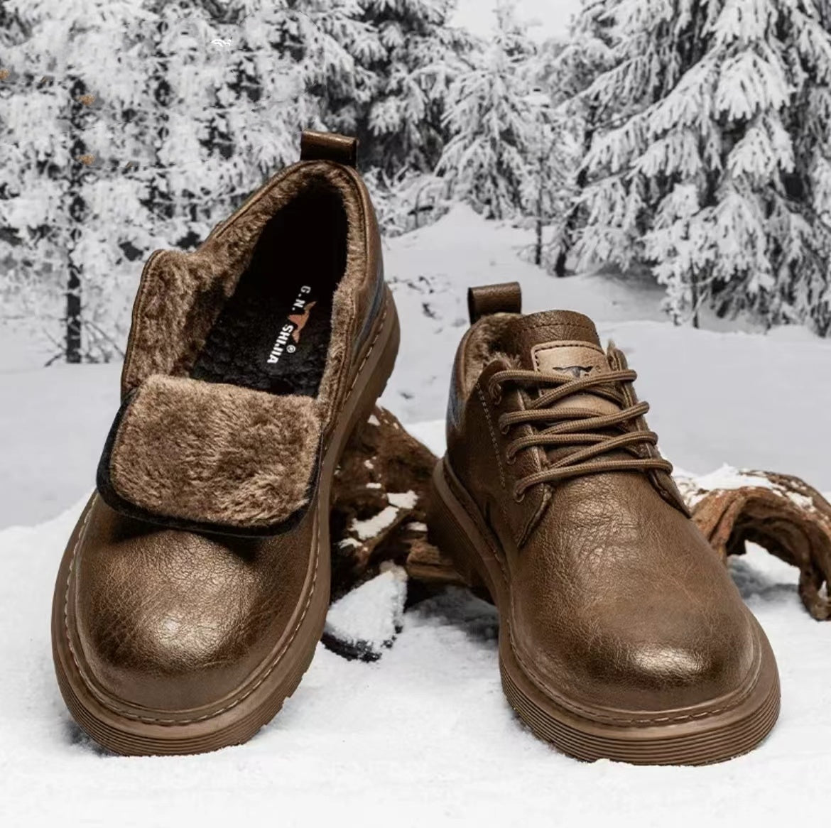 Autumn And Winter Fleece-lined With Hidden Heels Business Men's Low-top Martin Boots