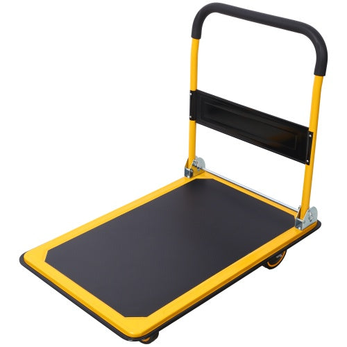 Foldable Platform Truck Push Dolly 330 Lb. Weight Capacity Black And Yellow