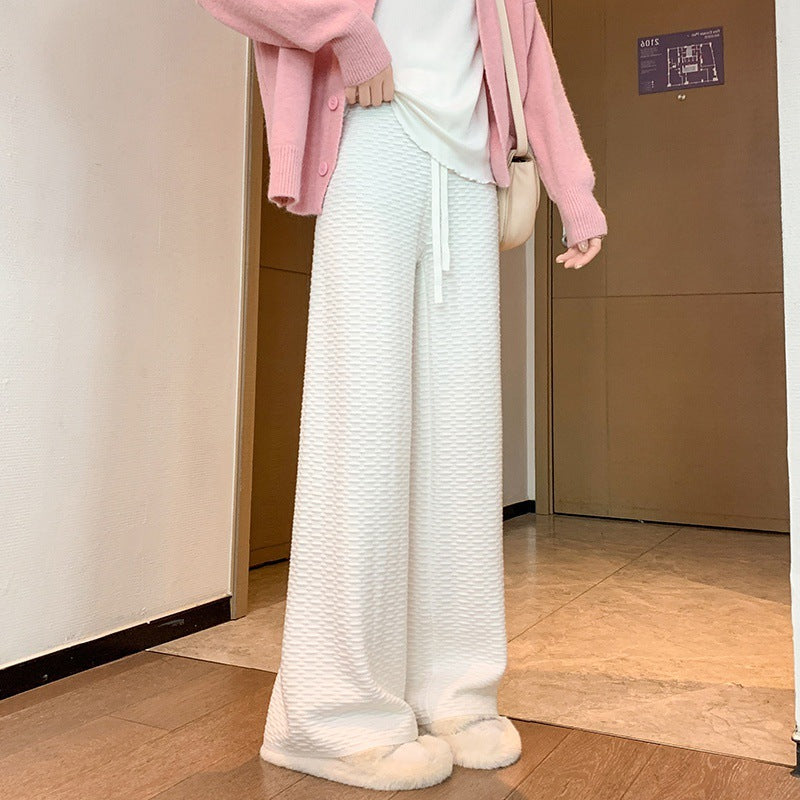 Elastic Waist Pajamas Woollen Trousers Women