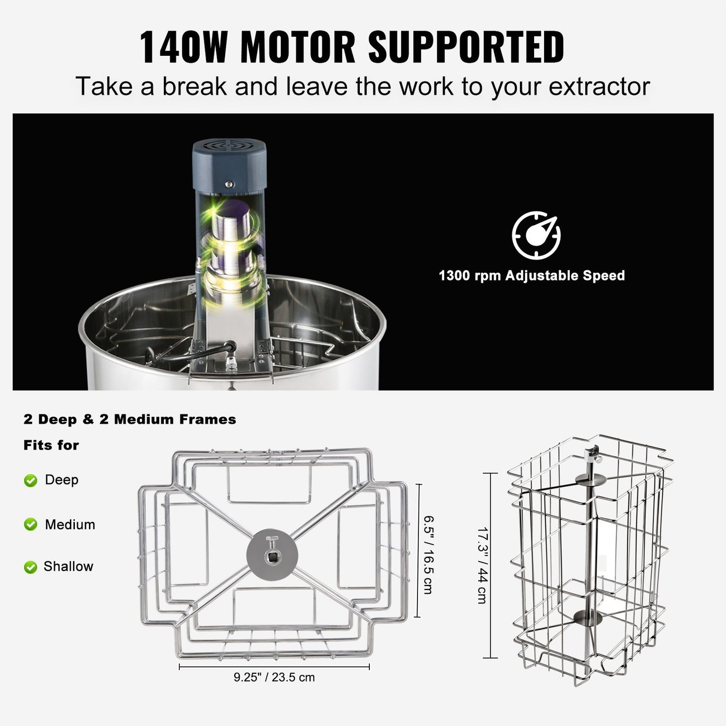 Electric Honey Extractor, Frames Honey Spinner Extractor, Stainless Steel Beekeeping Extraction, Apiary Centrifuge Equipment With Height Adjustable Stand, Honeycomb Drum Spinner With Lid